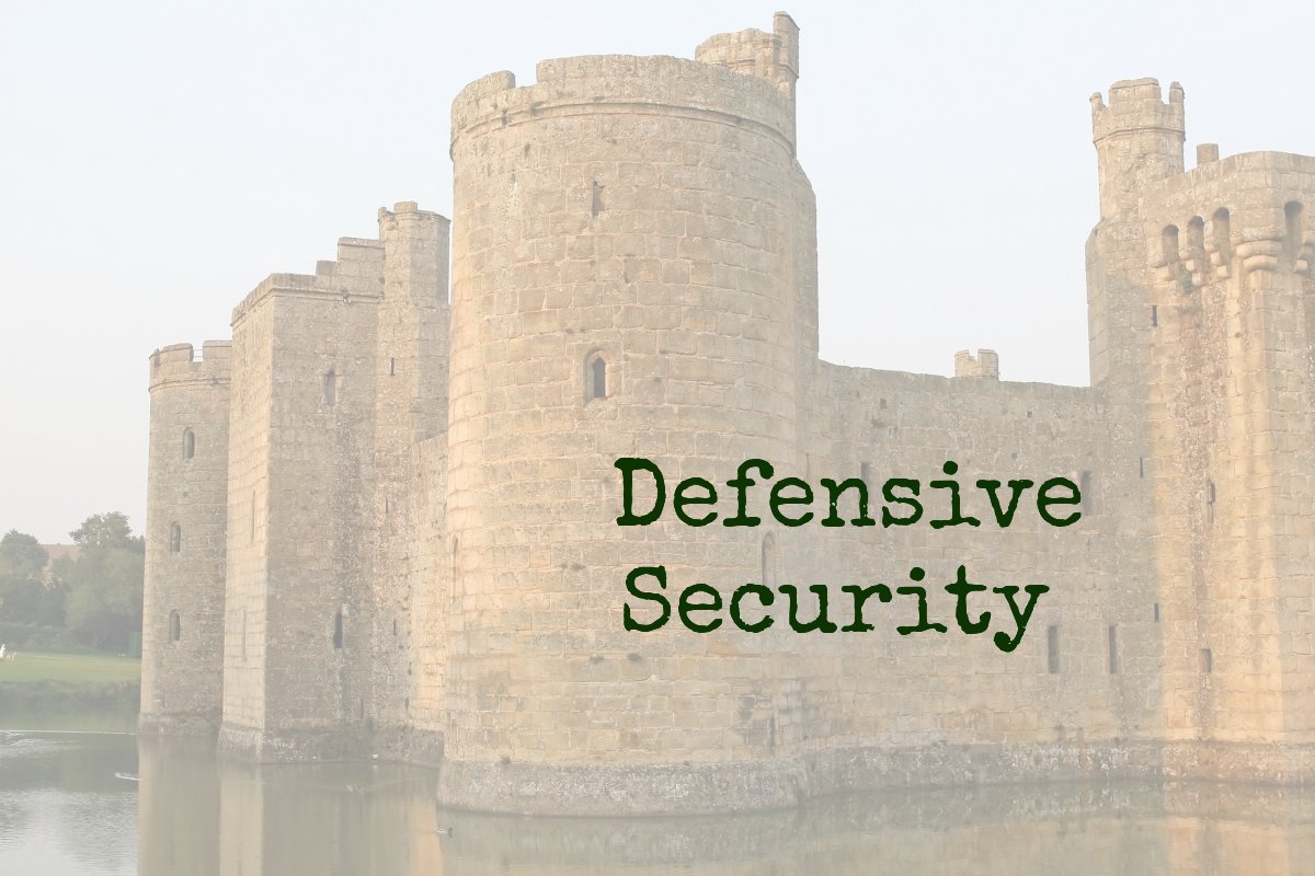 Image of tower with text about defensive security
